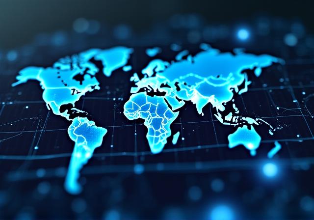 Close up of digital logistics screen showing global routes